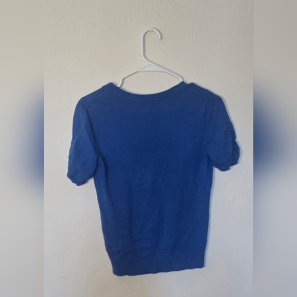 New York & Company Blue Layered Cardigan Business Casual Top Short Sleeve XS - Picture 3 of 5